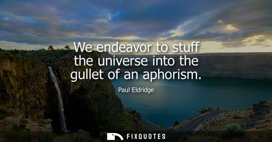 Small: We endeavor to stuff the universe into the gullet of an aphorism