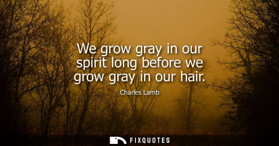 Small: We grow gray in our spirit long before we grow gray in our hair