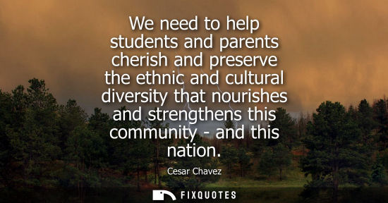 Small: We need to help students and parents cherish and preserve the ethnic and cultural diversity that nouris