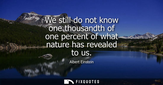 Small: We still do not know one thousandth of one percent of what nature has revealed to us