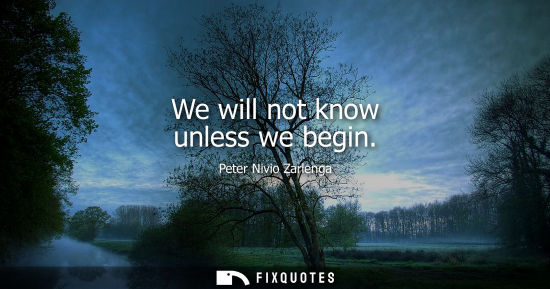 Small: We will not know unless we begin