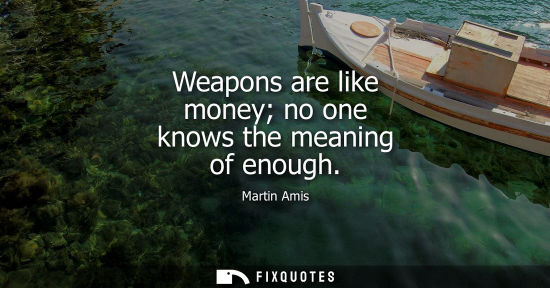 Small: Weapons are like money no one knows the meaning of enough