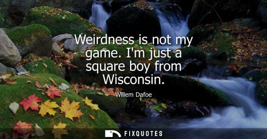 Small: Weirdness is not my game. Im just a square boy from Wisconsin