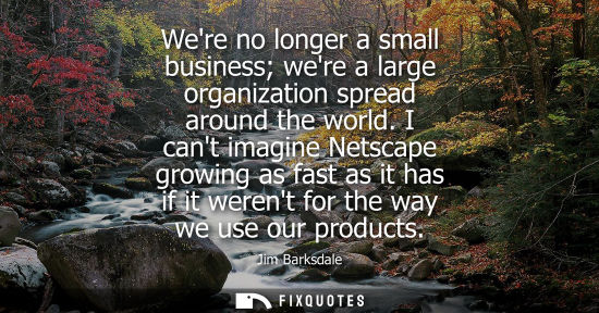 Small: Were no longer a small business were a large organization spread around the world. I cant imagine Netsc