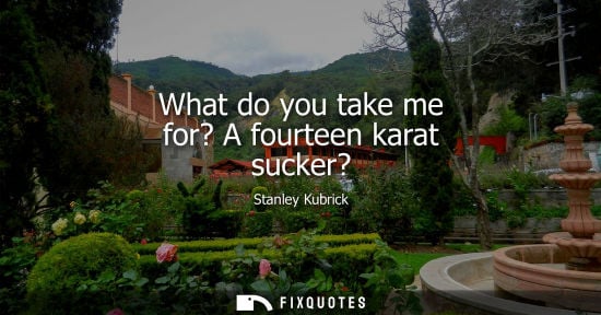 Small: What do you take me for? A fourteen karat sucker?