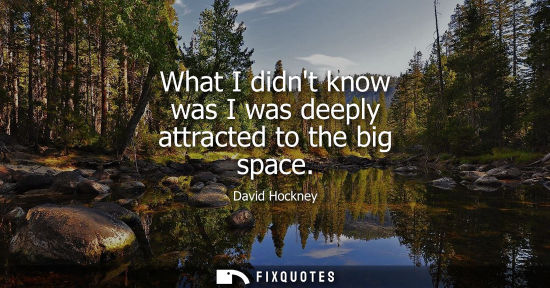 Small: What I didnt know was I was deeply attracted to the big space