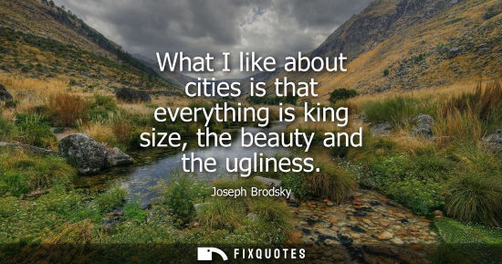 Small: What I like about cities is that everything is king size, the beauty and the ugliness