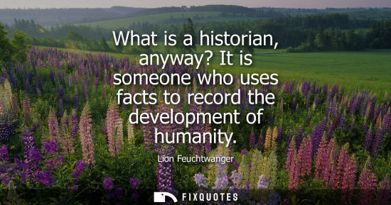 Small: What is a historian, anyway? It is someone who uses facts to record the development of humanity
