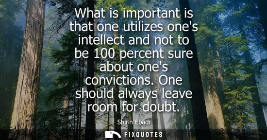 Small: What is important is that one utilizes ones intellect and not to be 100 percent sure about ones convictions. O