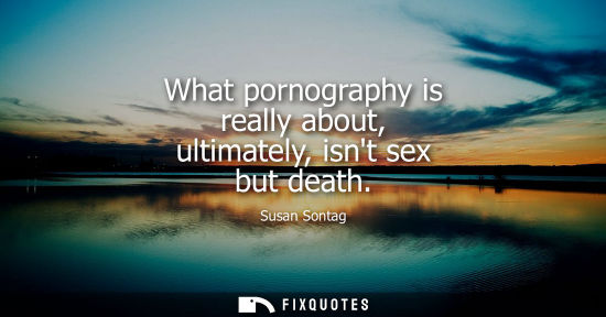 Small: What pornography is really about, ultimately, isnt sex but death