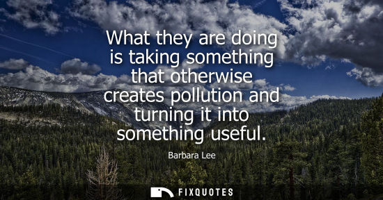 Small: What they are doing is taking something that otherwise creates pollution and turning it into something 