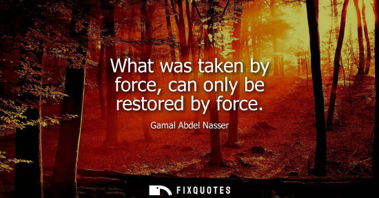 Small: What was taken by force, can only be restored by force