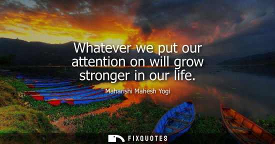 Small: Whatever we put our attention on will grow stronger in our life