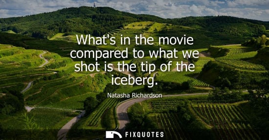 Small: Whats in the movie compared to what we shot is the tip of the iceberg