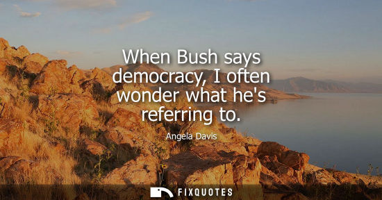 Small: When Bush says democracy, I often wonder what hes referring to
