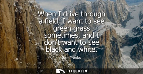 Small: When I drive through a field, I want to see green grass sometimes, and I dont want to see black and whi