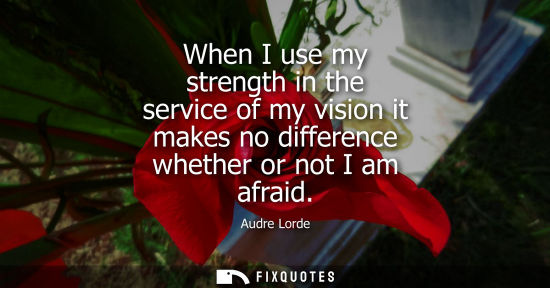 Small: When I use my strength in the service of my vision it makes no difference whether or not I am afraid
