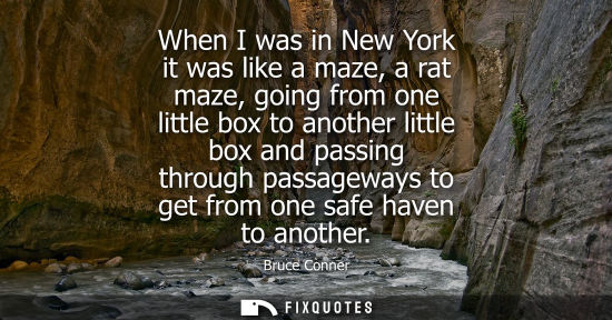 Small: When I was in New York it was like a maze, a rat maze, going from one little box to another little box 