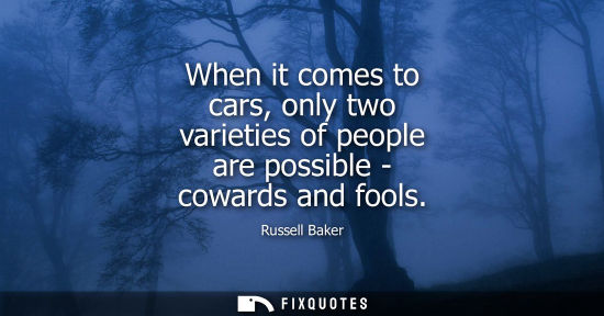 Small: When it comes to cars, only two varieties of people are possible - cowards and fools