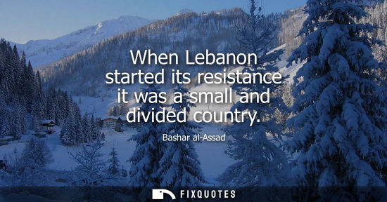 Small: When Lebanon started its resistance it was a small and divided country