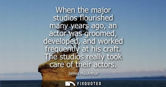 Small: When the major studios flourished many years ago, an actor was groomed, developed, and worked frequentl