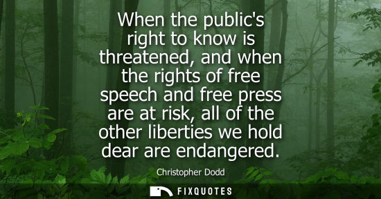 Small: When the publics right to know is threatened, and when the rights of free speech and free press are at 