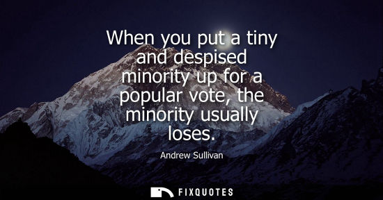Small: When you put a tiny and despised minority up for a popular vote, the minority usually loses