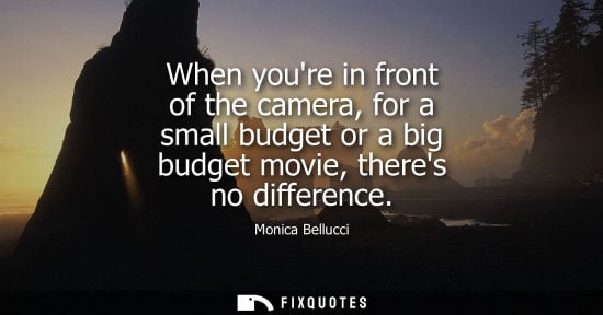 Small: When youre in front of the camera, for a small budget or a big budget movie, theres no difference