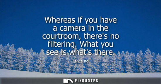 Small: Whereas if you have a camera in the courtroom, theres no filtering. What you see is whats there