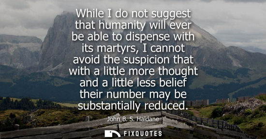 Small: While I do not suggest that humanity will ever be able to dispense with its martyrs, I cannot avoid the