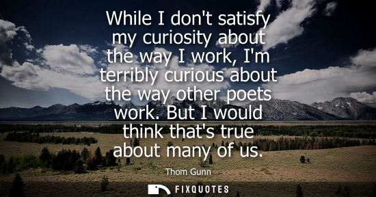 Small: While I dont satisfy my curiosity about the way I work, Im terribly curious about the way other poets w
