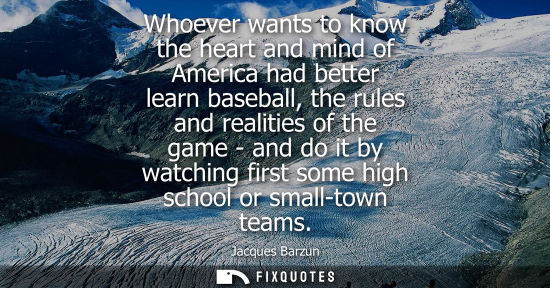 Small: Whoever wants to know the heart and mind of America had better learn baseball, the rules and realities of the 