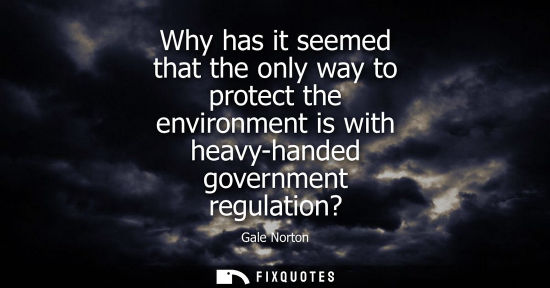 Small: Why has it seemed that the only way to protect the environment is with heavy-handed government regulati