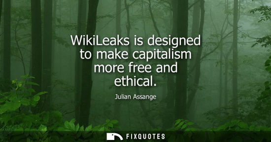 Small: WikiLeaks is designed to make capitalism more free and ethical