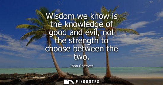 Small: Wisdom we know is the knowledge of good and evil, not the strength to choose between the two