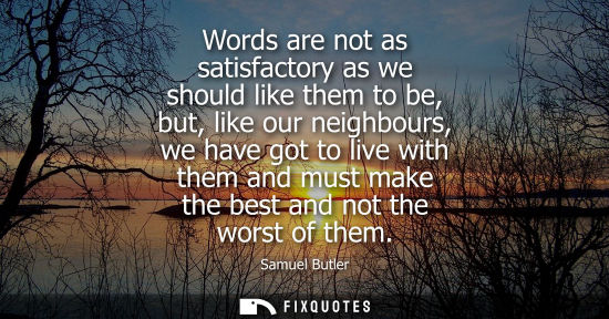 Small: Words are not as satisfactory as we should like them to be, but, like our neighbours, we have got to li