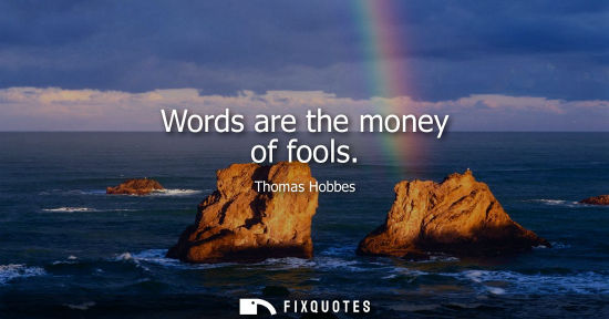Small: Words are the money of fools