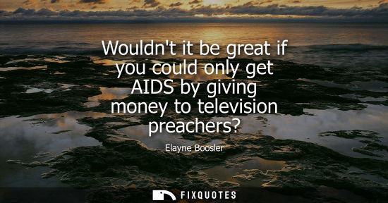 Small: Wouldnt it be great if you could only get AIDS by giving money to television preachers?