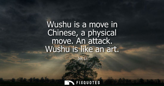 Small: Wushu is a move in Chinese, a physical move. An attack. Wushu is like an art