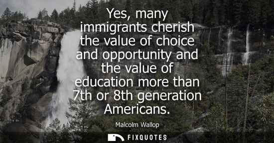 Small: Yes, many immigrants cherish the value of choice and opportunity and the value of education more than 7