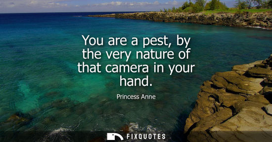Small: You are a pest, by the very nature of that camera in your hand