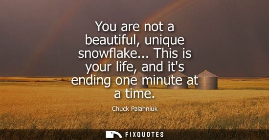 Small: You are not a beautiful, unique snowflake... This is your life, and its ending one minute at a time