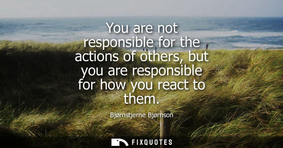 Small: You are not responsible for the actions of others, but you are responsible for how you react to them