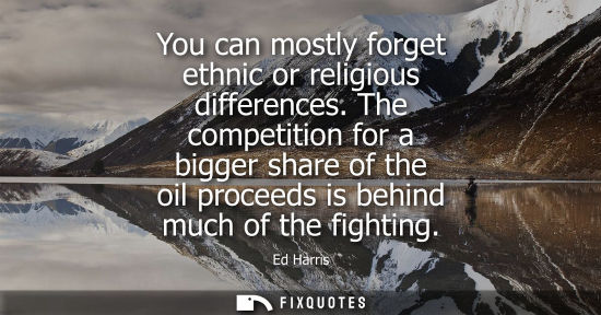 Small: You can mostly forget ethnic or religious differences. The competition for a bigger share of the oil pr