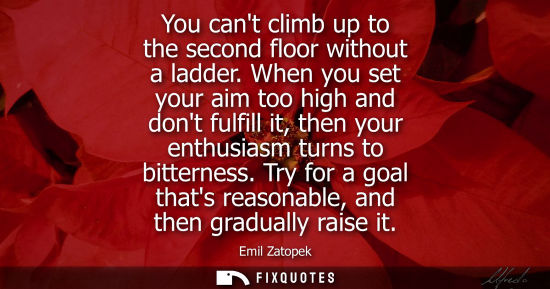 Small: You cant climb up to the second floor without a ladder. When you set your aim too high and dont fulfill