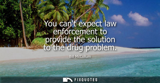 Small: You cant expect law enforcement to provide the solution to the drug problem