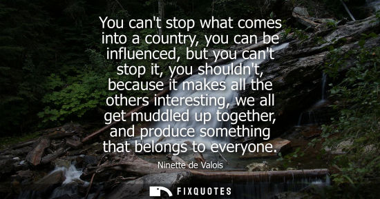 Small: You cant stop what comes into a country, you can be influenced, but you cant stop it, you shouldnt, bec
