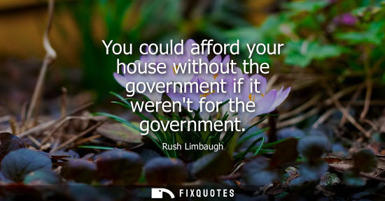 Small: You could afford your house without the government if it werent for the government