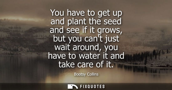 Small: You have to get up and plant the seed and see if it grows, but you cant just wait around, you have to w