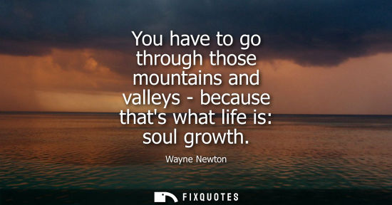 Small: You have to go through those mountains and valleys - because thats what life is: soul growth